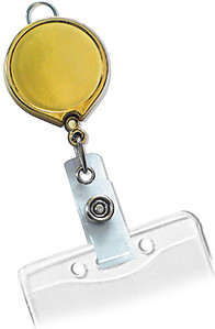 Gold Metallic Badge Reel with Clear Vinyl Strap & Belt Clip