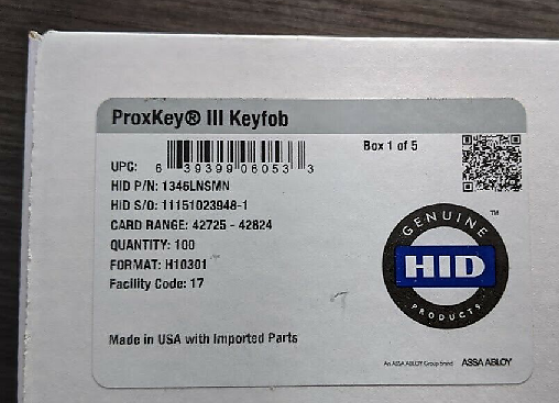 HID ProxKey II Keyfob 26Bit