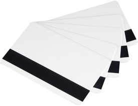 104523-112 Zebra white PVC cards, 30 mil low coercivity magnetic stripe (500 cards)