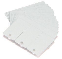 104523-020 Zebra white PVC cards, 30 mil 3-Up breakaway key tags, (500 cards)